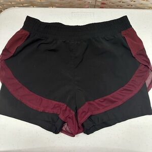MPG running shorts size small EUC black w/maroon‎ trim